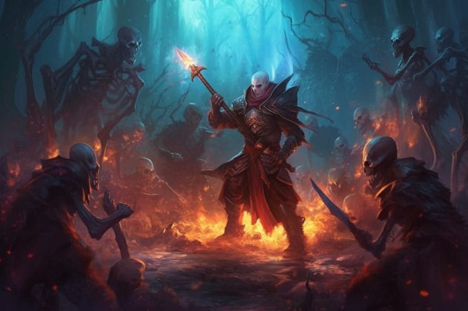 Cool "final scene" - with undead forces surrounding a spooky anti-hero