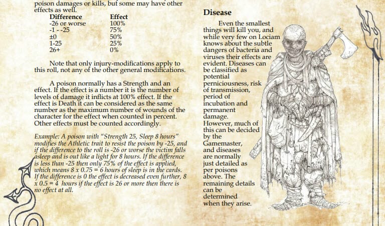 Disease table and pencil sketch of (perhaps) diseased warrior