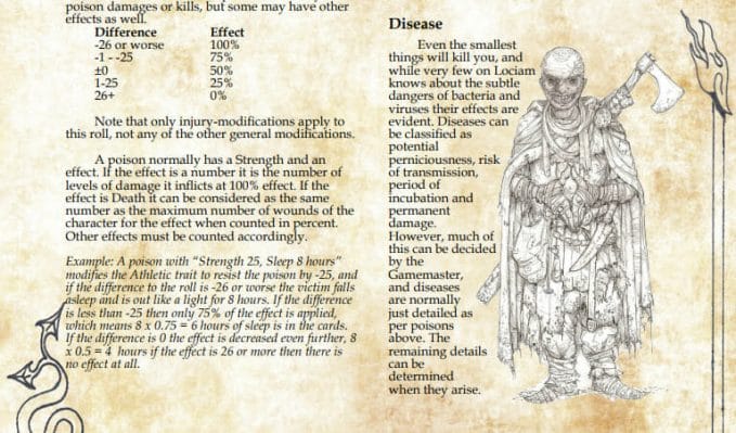 Disease table and pencil sketch of (perhaps) diseased warrior