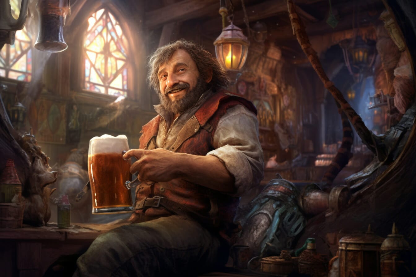 Halfling drinking beer