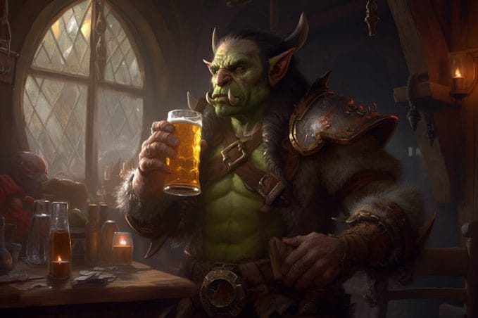 Orc drinking beer