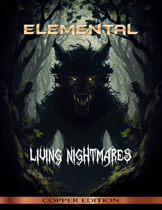 Living Nightmares cover - showing a shadowy wolf demon