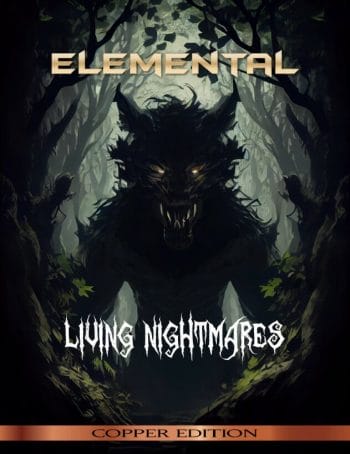 Living Nightmares cover - showing a shadowy wolf demon