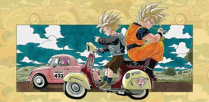 Dragon Ball characters on moped