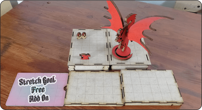 Wooden dungeon map and dragon