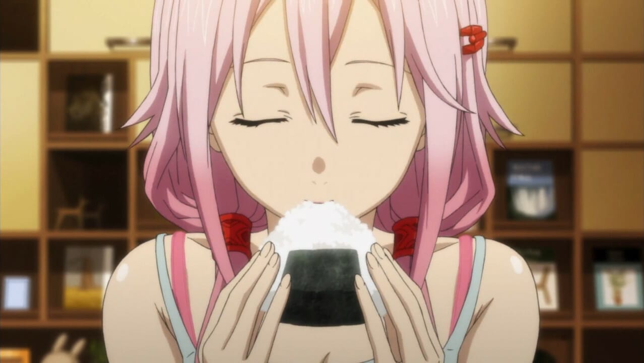 Anime character eats rice