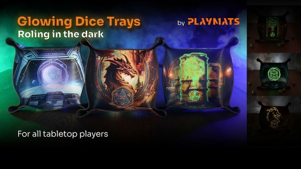 Three glowing dice trays