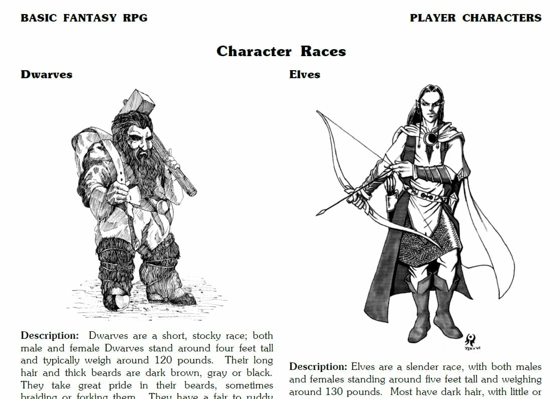 Fantasy races; dwarf and elf