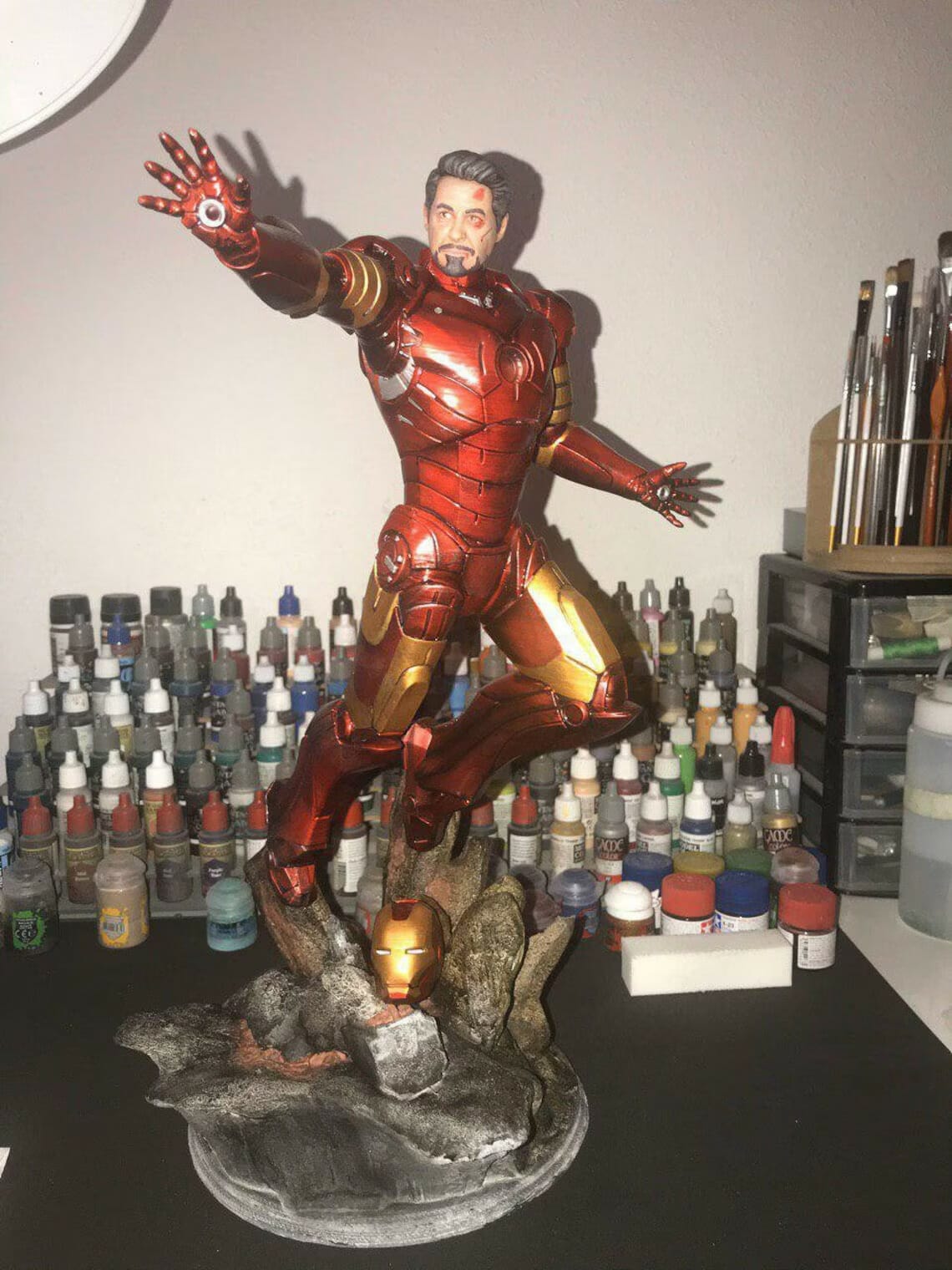 Iron man with helmet off