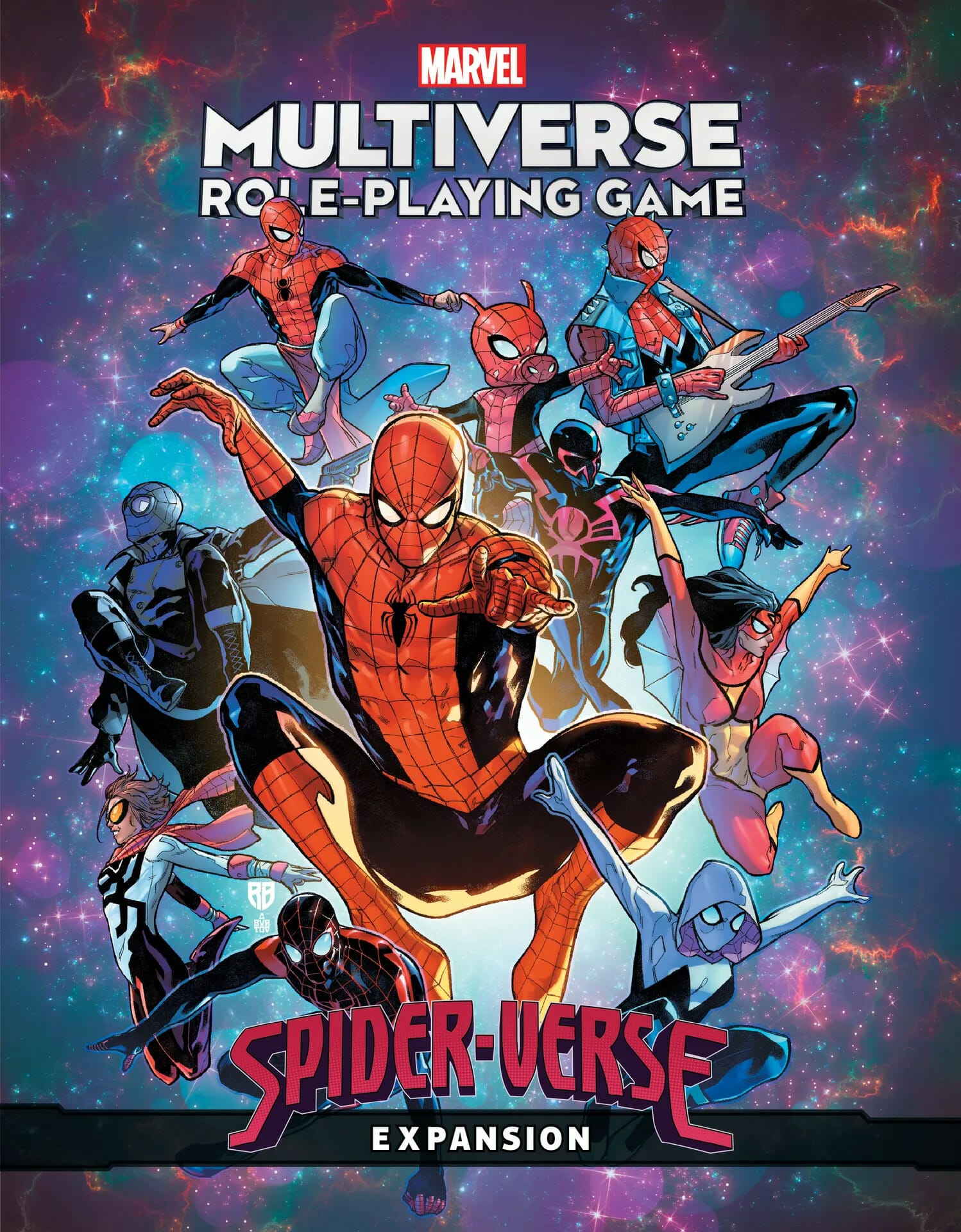 Spider-Verse Expansion cover showing many Spider-man heroes. 