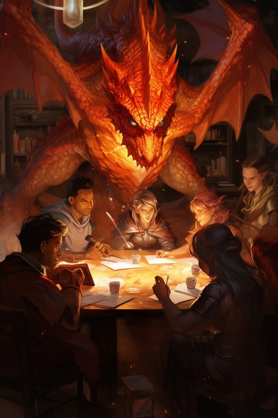 D&D game with dragon