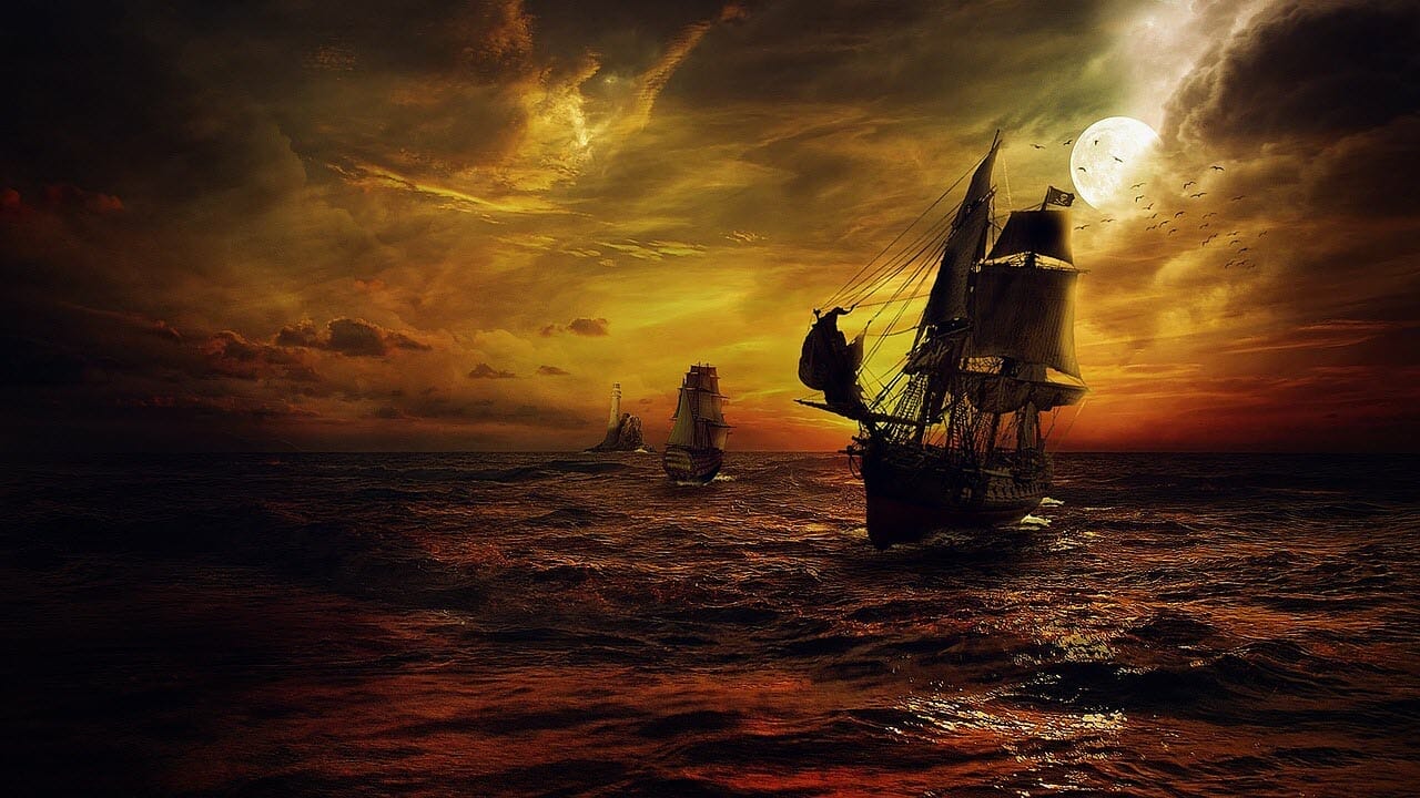 Pirate ships and moon