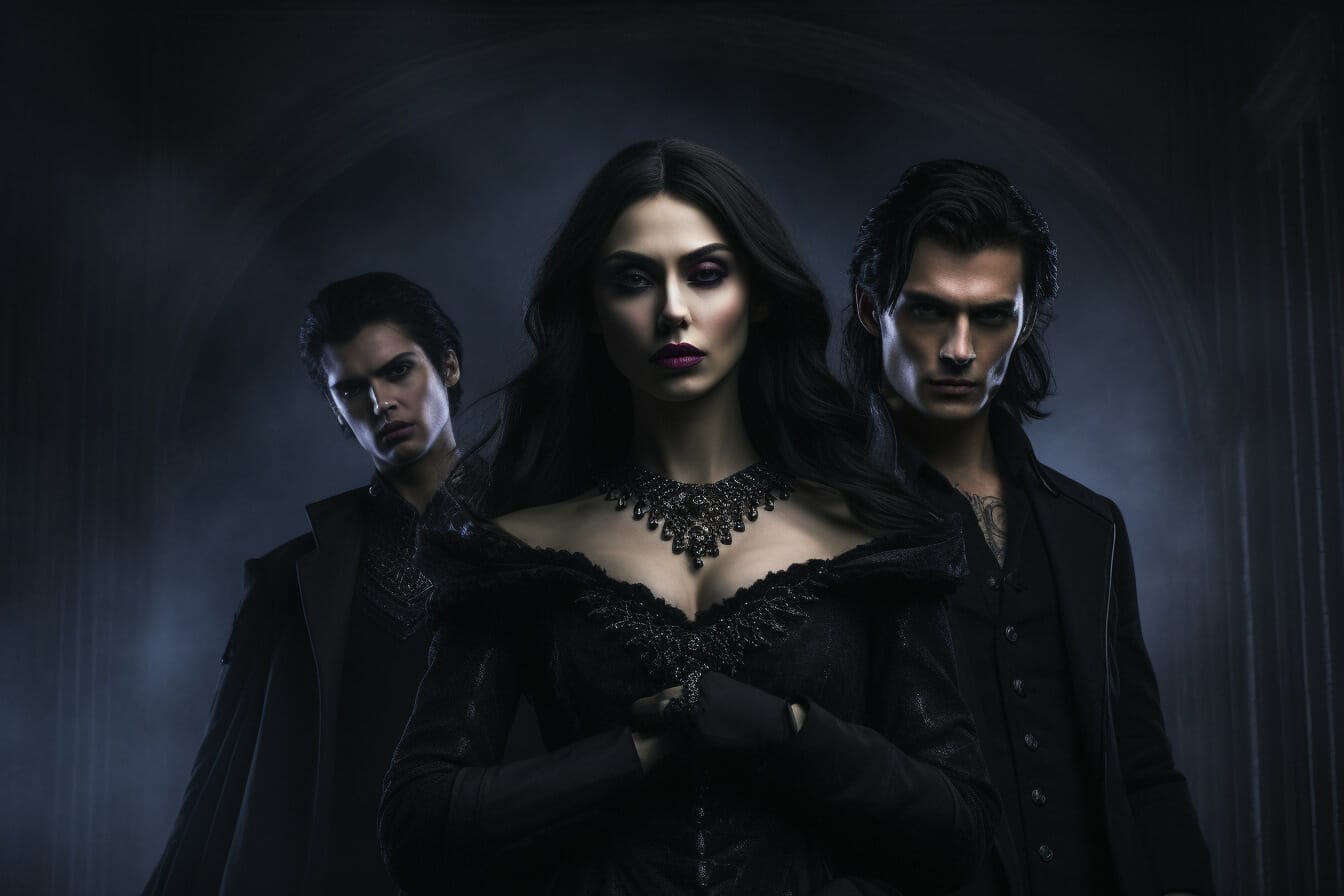 Gothic/vampire people looking brooding