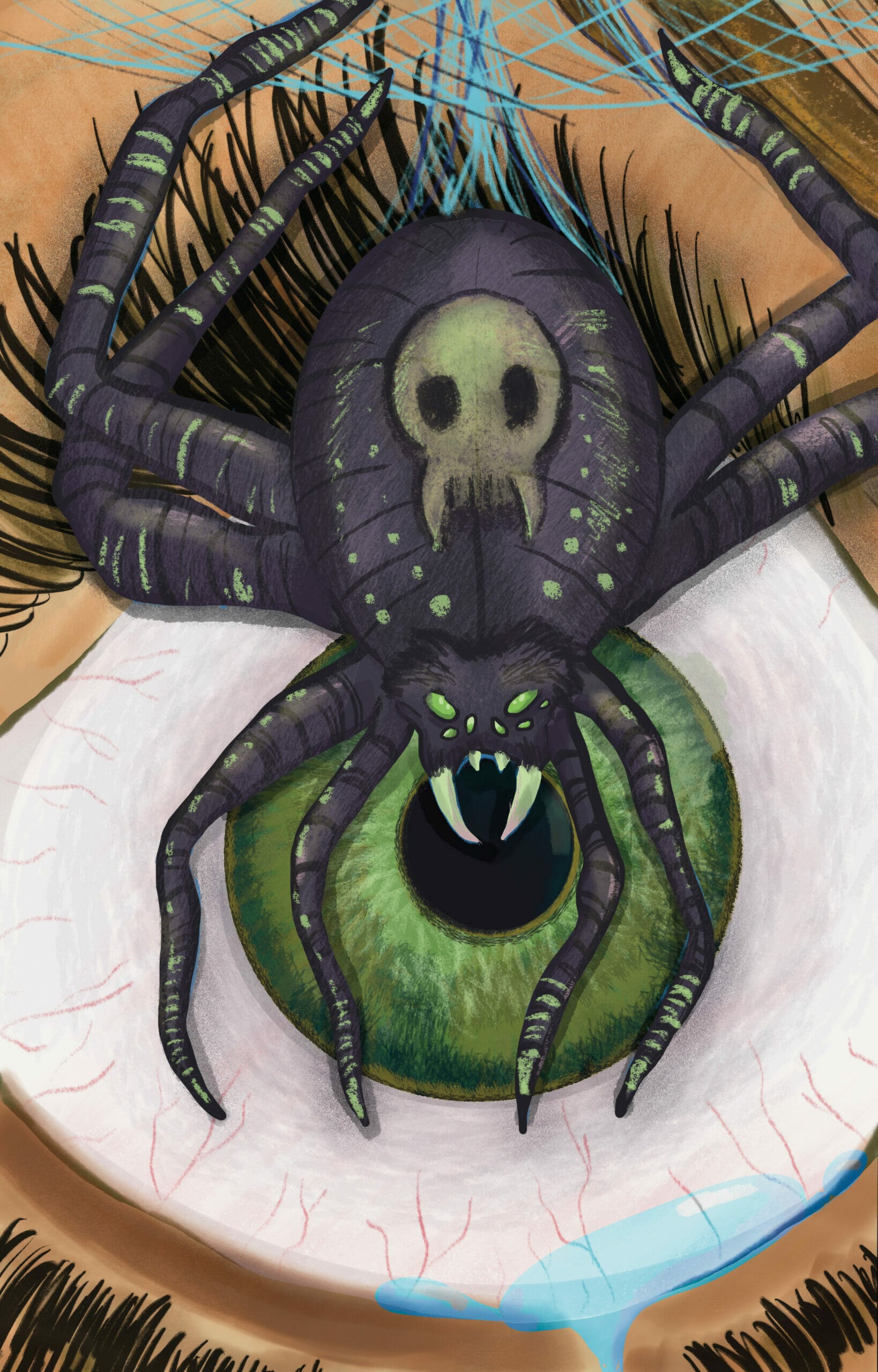 Fearful Ends art preview - spider in the eye