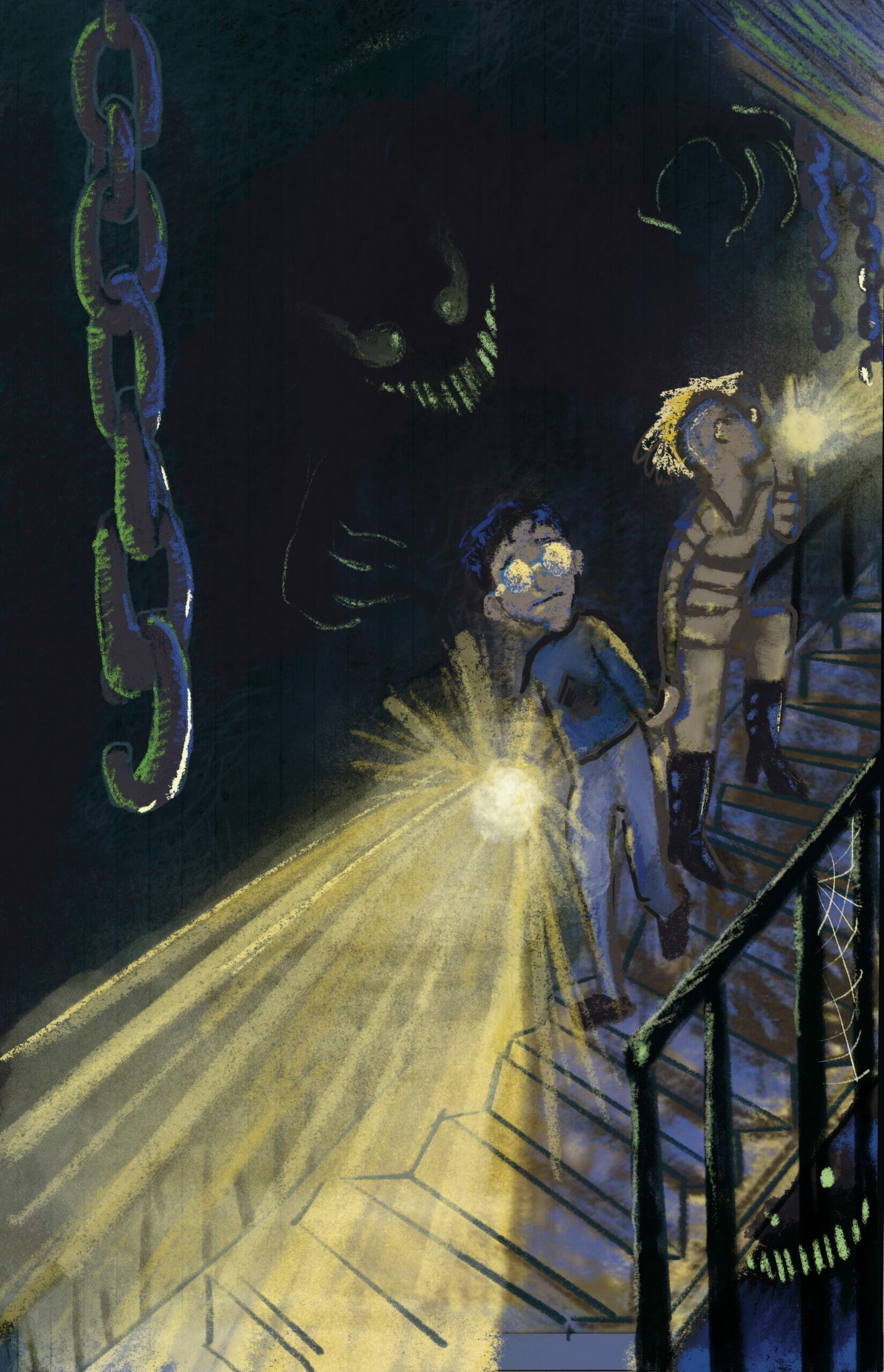 Fearful Ends art preview - monsters under the stairs