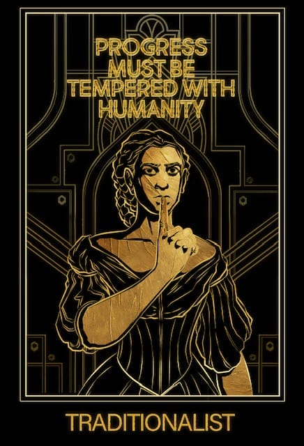 Black and gold sketch poster for the Traditionalist