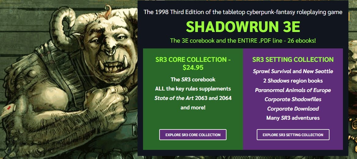 Final Day! Shadowrun RPG Books Cheap on Humble Bundle