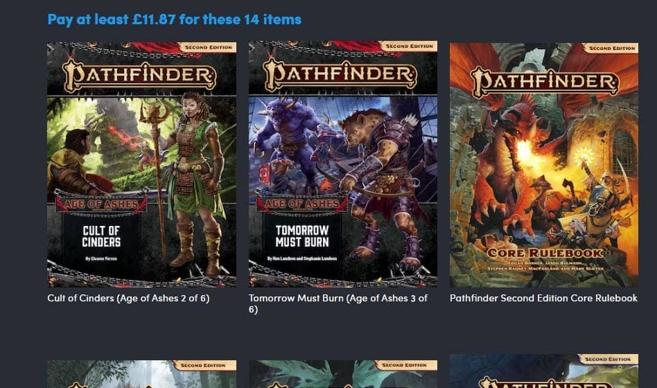 Everything You Need For Pathfinder 2e The Bundle Offer   Pathfinder 2e 1187 