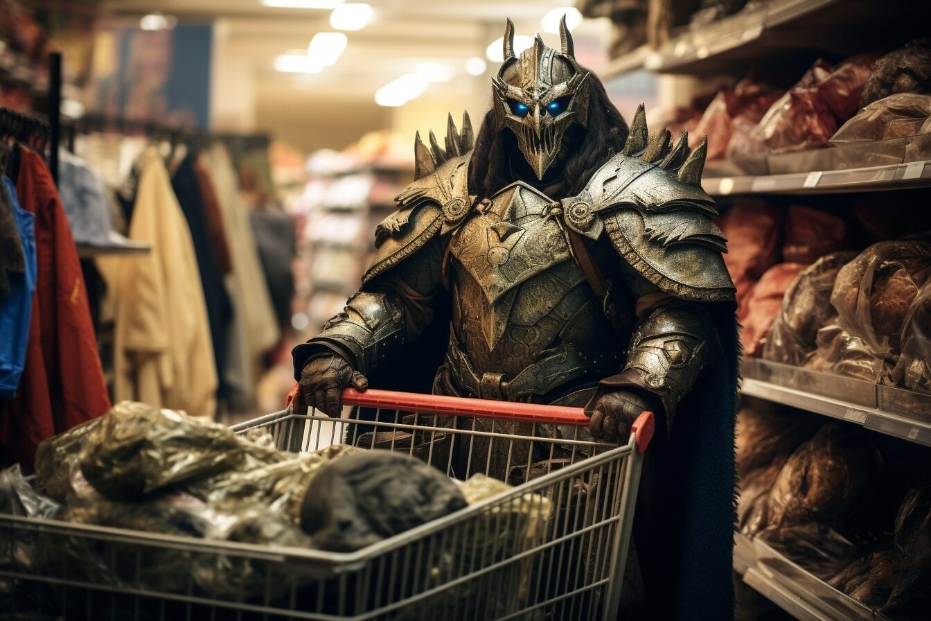Evil shopping warrior