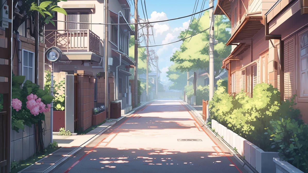 Empty street in anime style  by Drechenaux