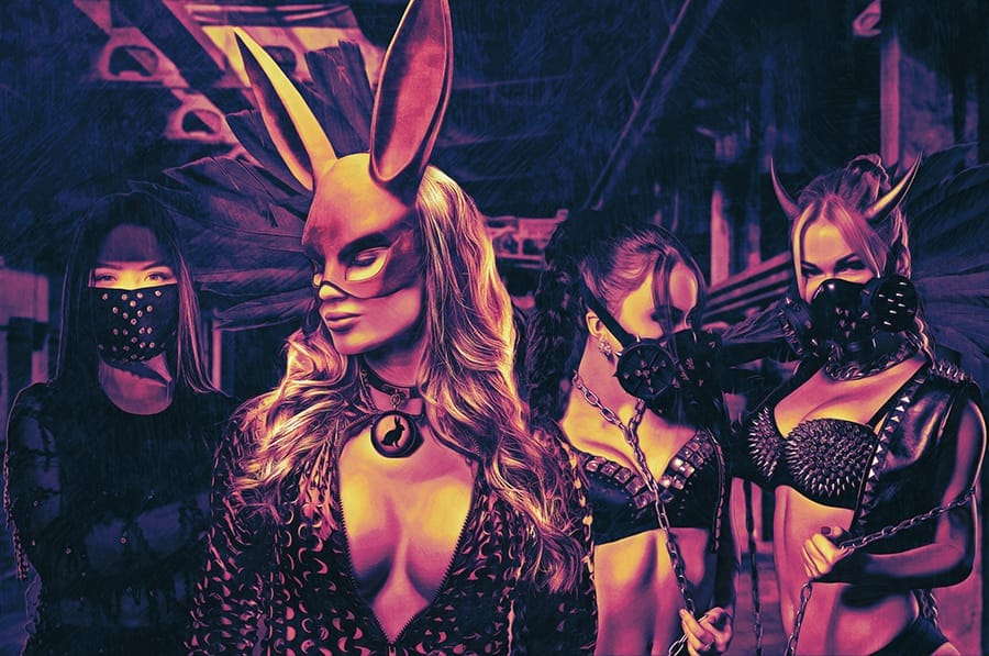 People in spiky leather