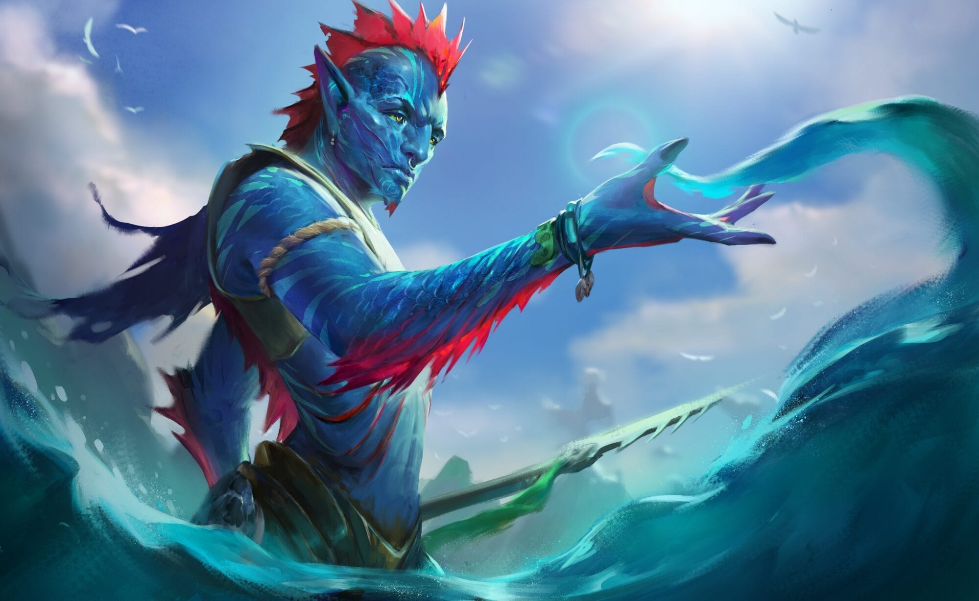 Magical merman in the sea