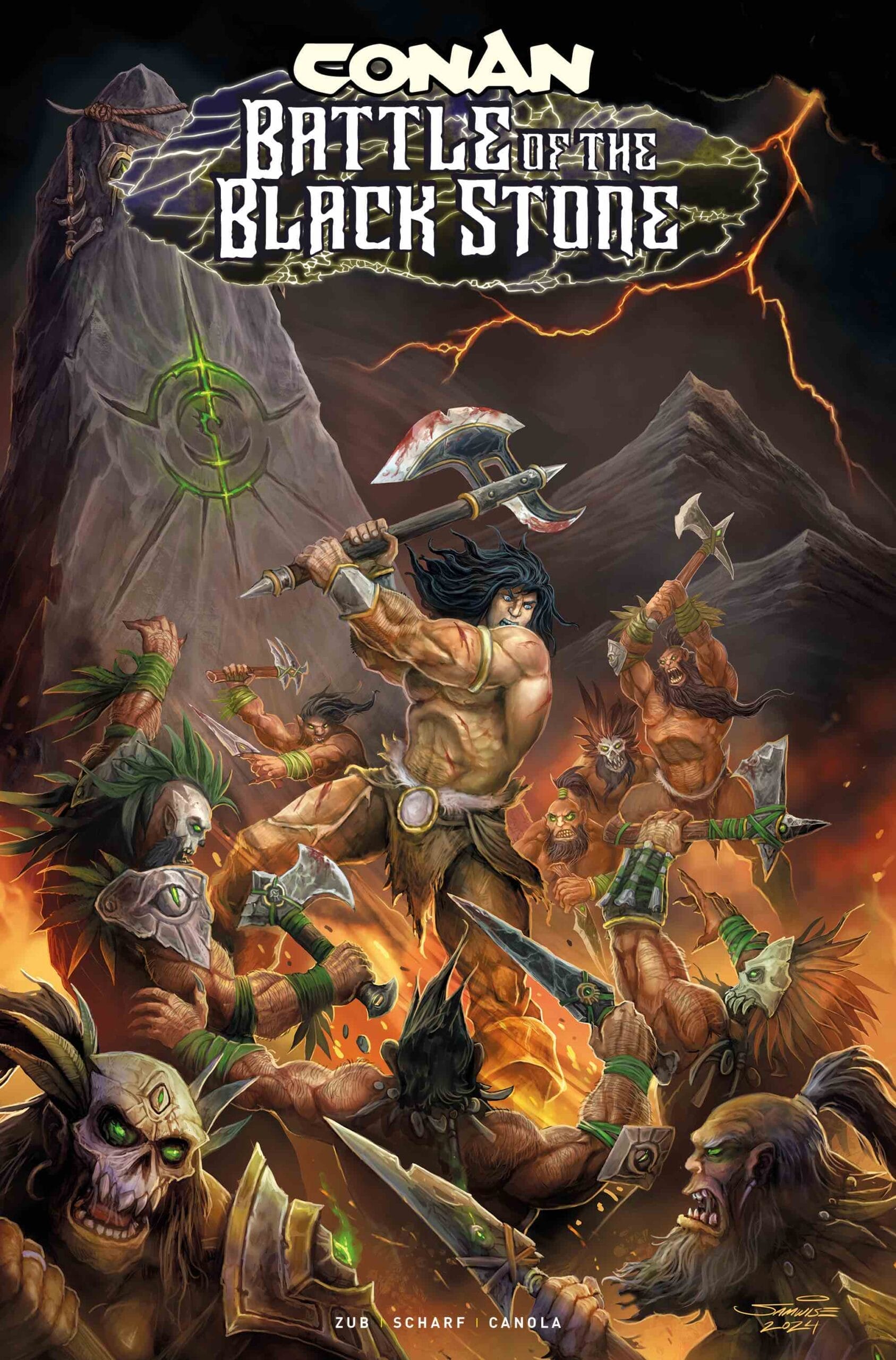 Comic book cover: Conan versus foes