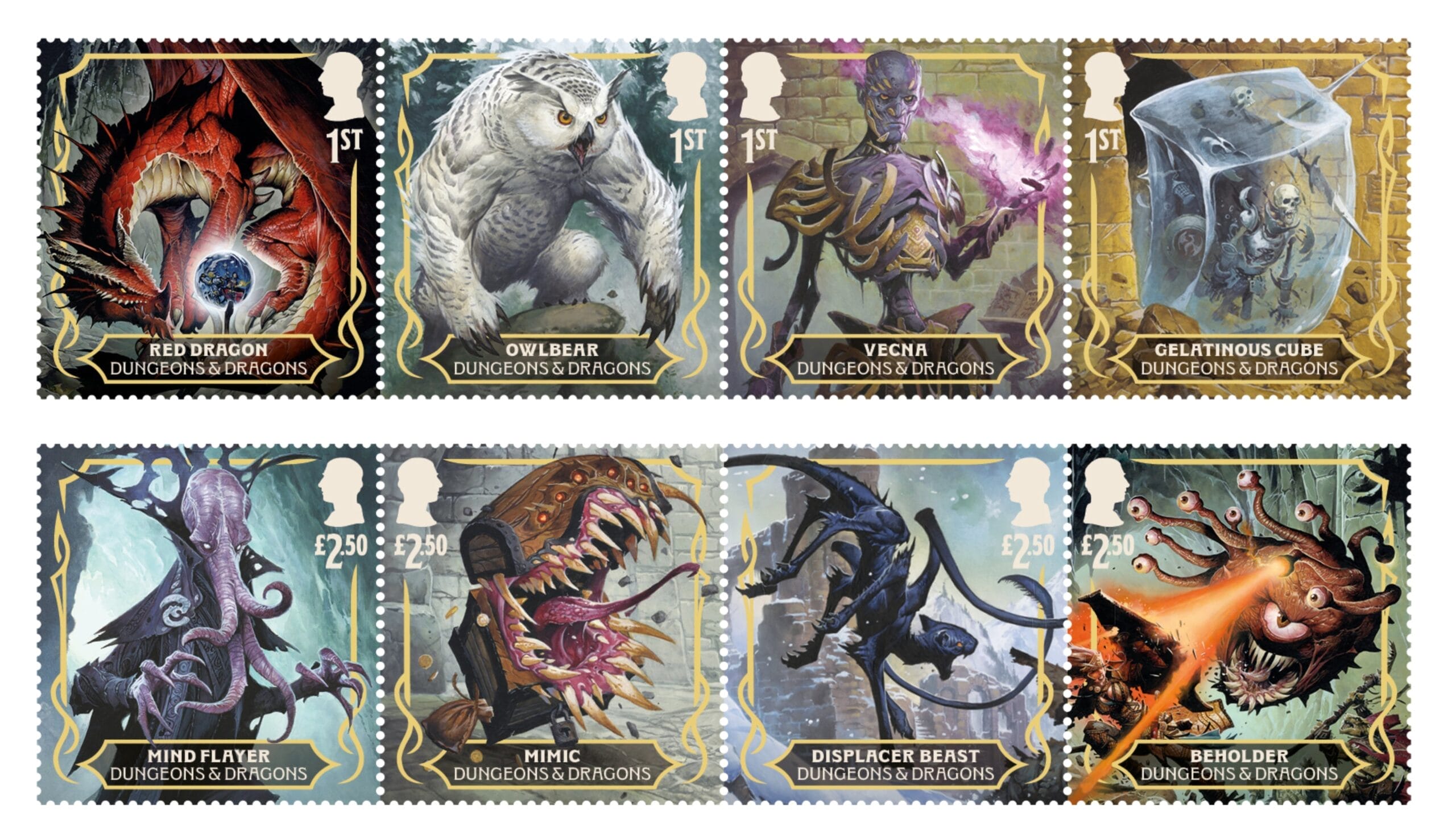 D&D stamps with monsters