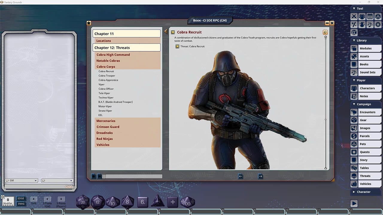 Cobra agent on Fantasy Grounds