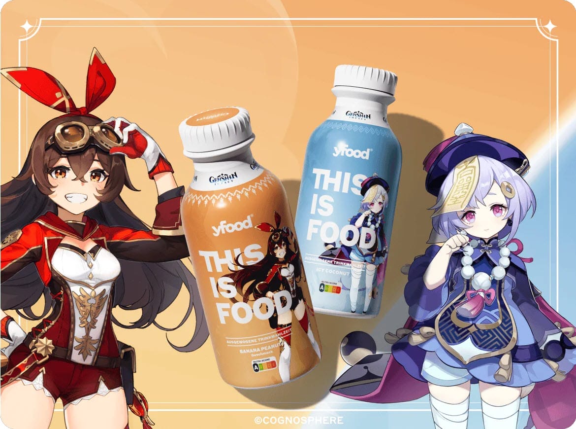 yFood bottles with Genshin Impact characters