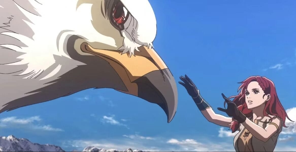 Woman and giant eagle