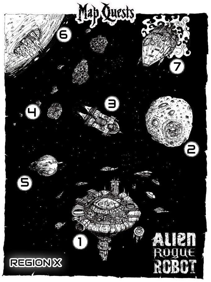 Map Quests - alien, rogue, robot - region x
