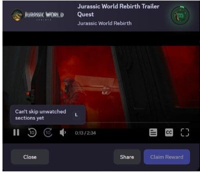 Jurassic World Rebirth trailer ad