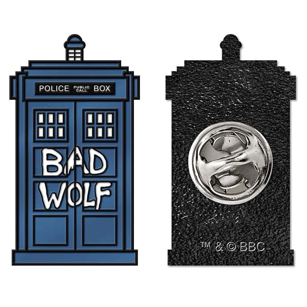 A history of the TARDIS in twelve exclusive enamel pins