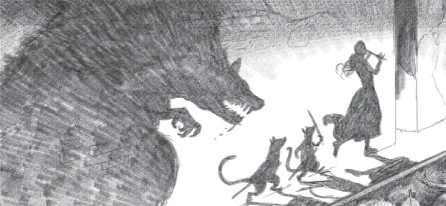 illustration by Jenn Manley Lee - shows monster rat shadows