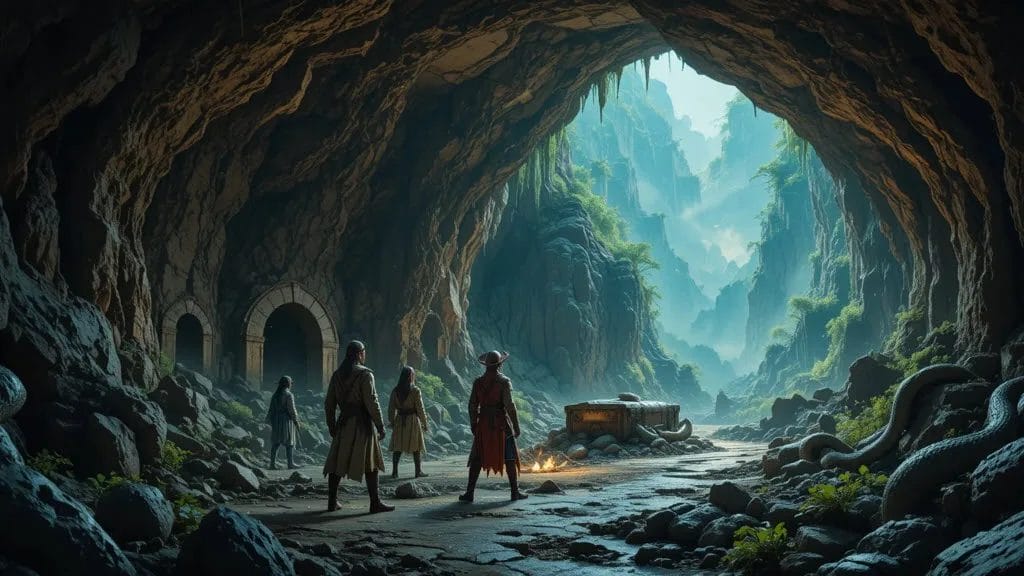 the serpents coil - figures in a cave