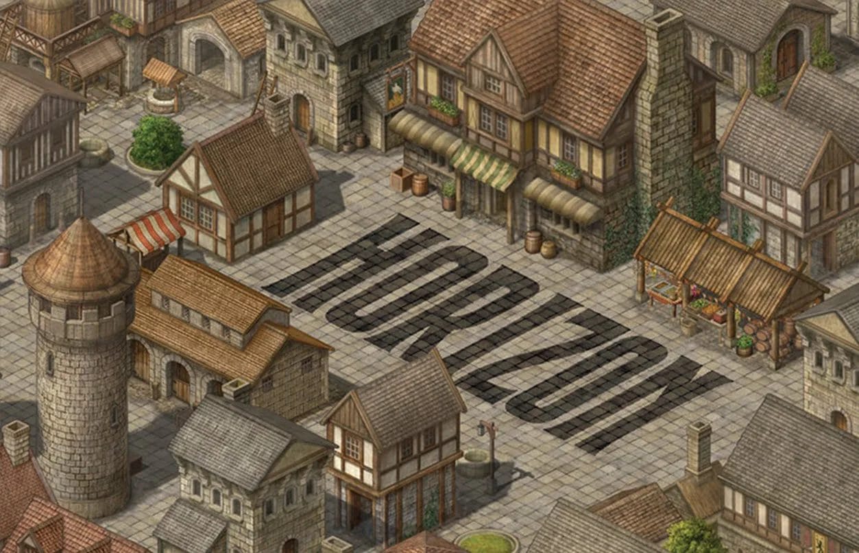 Horizon - words in shadow in a urban map