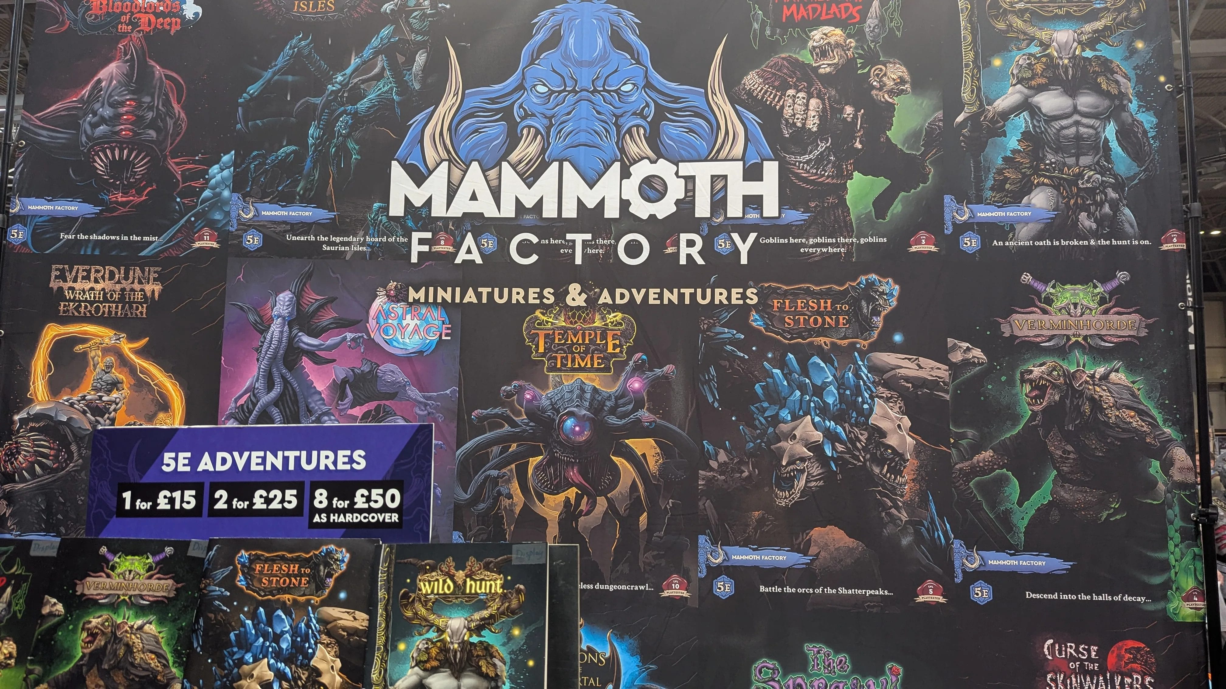 Mammoth Factory logo and book covers
